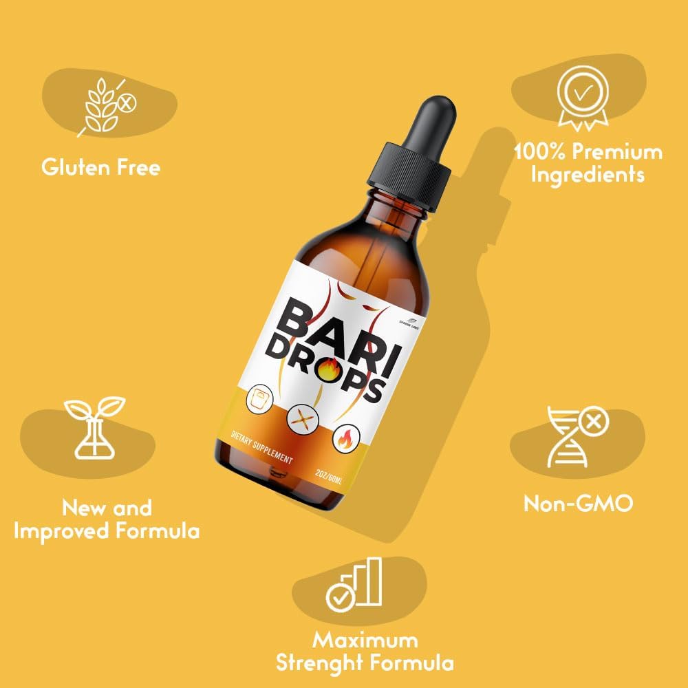 (5 Pack) Bari Drops Supplement, Maximum Potency, Bari Drops Liquid Extract Vitamin for Men and Women 60 ML, 5 Month Supply