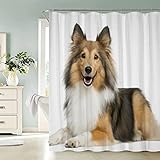 KAVITO Duschvorhang 240x200cm Hund Haustier Anti-Schimmel Shower Curtains Porträt Wasserabweisend Badewanne Vorhang aus Polyester Waschbar Badvorhang mit 12 Duschvorhängeringen