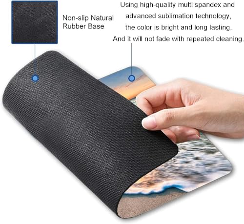 Image of Premium-Textured Printed Mouse Pad, Non-Slip Rubber Base Mousepad for Laptop, Computer & PC, 9.5x7.9 in - Enhanced Precision, Ergonomic Comfort, Ideal for Gaming & Office (Beach Sunset)