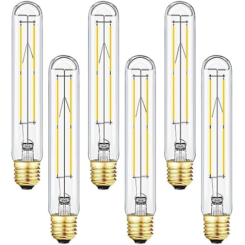 Leools Dimmable E26 Edison Bulb 8W Equal 75 watt Light Bulb AC120V Daylight 4000K Edison Light Bulbs 75 Watt 800LM Tubular T10 led Bulb for Rustic Pendant,Chandeliers,Wall sconces,Vanity 6Pack Cover