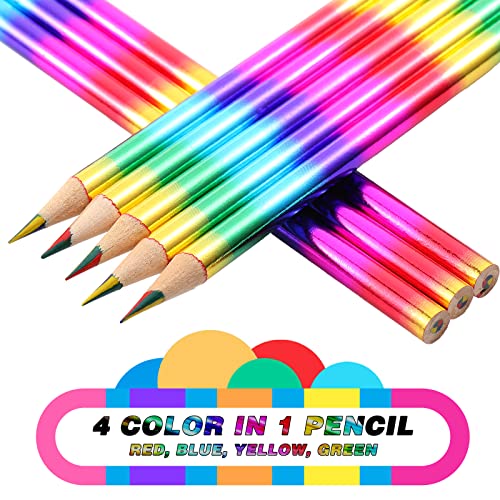Fainne FAINNE-RAINBOW PENCILS-09 96 Pieces Rainbow Color Pencils 4 In 1 Rainbow Pencils Wooden Colored Pencils Multi Colored Pencil thumb #1