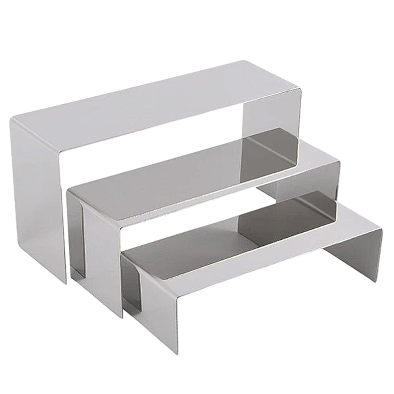 WxuuLTGJR 3Pcs Jewelry Display Stand U-Shaped Jewelry Easel Holder Stainless Steel Shoes Tower Organizer Rack Stackable Placement Props(Silver)