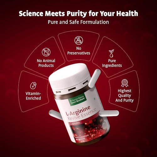 Image of Krauterhaus Sanct Bernhard L-Arginine Capsules with B-Vitamins|With B12,B1,B6,Folic Acid & Riboflavin|Supports Energy,Blood Circulation & Heart Health|Vegan,Non-GMO|1-Month Supply|60 Capsules