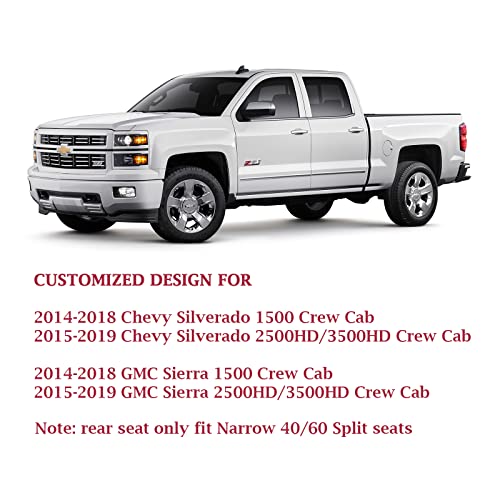 Image of Coverado Chevy Silverado Seat Covers Full Set, Faux Leather Car Seat Covers Fit for 2014-2018 1500, 2015-2019 2500HD 3500HD Chevy Silverado GMC Sierra Crew Double Extended Cab(Blueline)