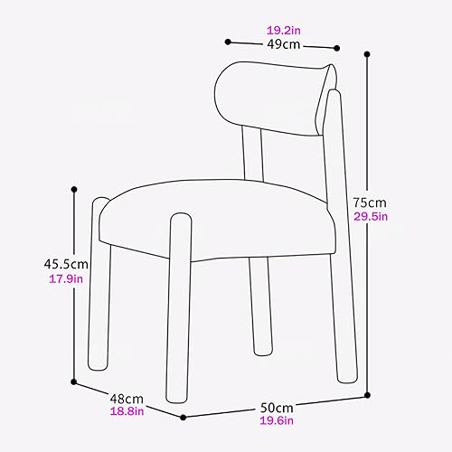 Miniatura 2 de Silla de cocina tapizada de lino, sillas de comedor retro con patas de madera, silla de asientos acolchados para comedor, dormitorio, sala de estar