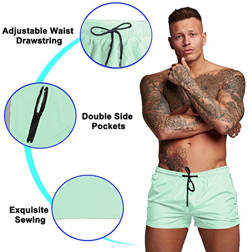 Men's Swim Trunks Quick Dry Swim Shorts Summer Swimwear Mens Sports Beach Shorts with Mesh Lining and Zipper Pockets4