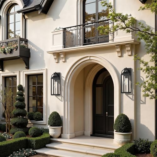 Image of 15 inch Wall Sconces Set of Two, Dusk to Dawn Outdoor Garage Lights, Waterproof Anti-Rust Porch Lights Outdoor, Black Exterior Foyer Lighting Fixtures for Front Door Porch Patio Entryway, 1 Pack