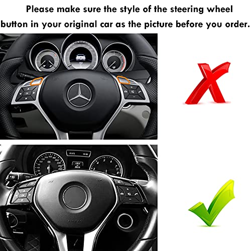Image of Moonlinks Steering Wheel Button Sticker Compatible with Mercede A B C Class | For E M G SL GL GLA CLA GLK SLK GLS Class Steering Wheel Button Trim Cover Sticker Inner Accessories(12PCS,Chrome-Square)