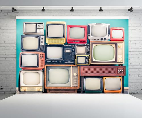 Fondo Retro TV de 7x5 pies con soporte de televisión miniatura 2