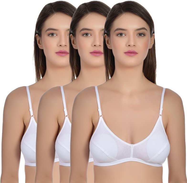 Image of Aimly Women's Cotton Non-Padded Non-Wired Low Coverage Regular Bra Pack of 3