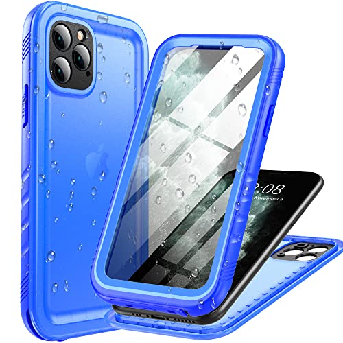 Cozycase iPhone11 Pro Max用 防水ケース 完全防水 360度全面保護 防水防塵 耐衝撃 洗濯可能 水中撮影 iPhone 11プロマックス用 ケース防水 傷防止 カメラ保護 ワイヤレス充電サポート（Oi充電対応）米軍 スマホ用 軽量 滑り止め Face ID認証対応 携帯ケース IP68防水等級 iPhone 11 Pro Max用 防水カバー ストラップ付き 海 雨の日 お風呂など適用6.5インチ（ブルー）