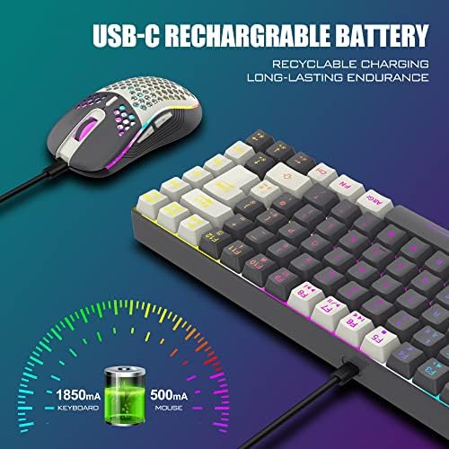 RedThunder K84 75% Wireless RGB Gaming Keyboard and Mouse, UK Layout 85 Keys TKL Ultra Compact Design, Lightweight Honeycomb Gaming Mouse for PC MAC PS5 Xbox Office Gamers