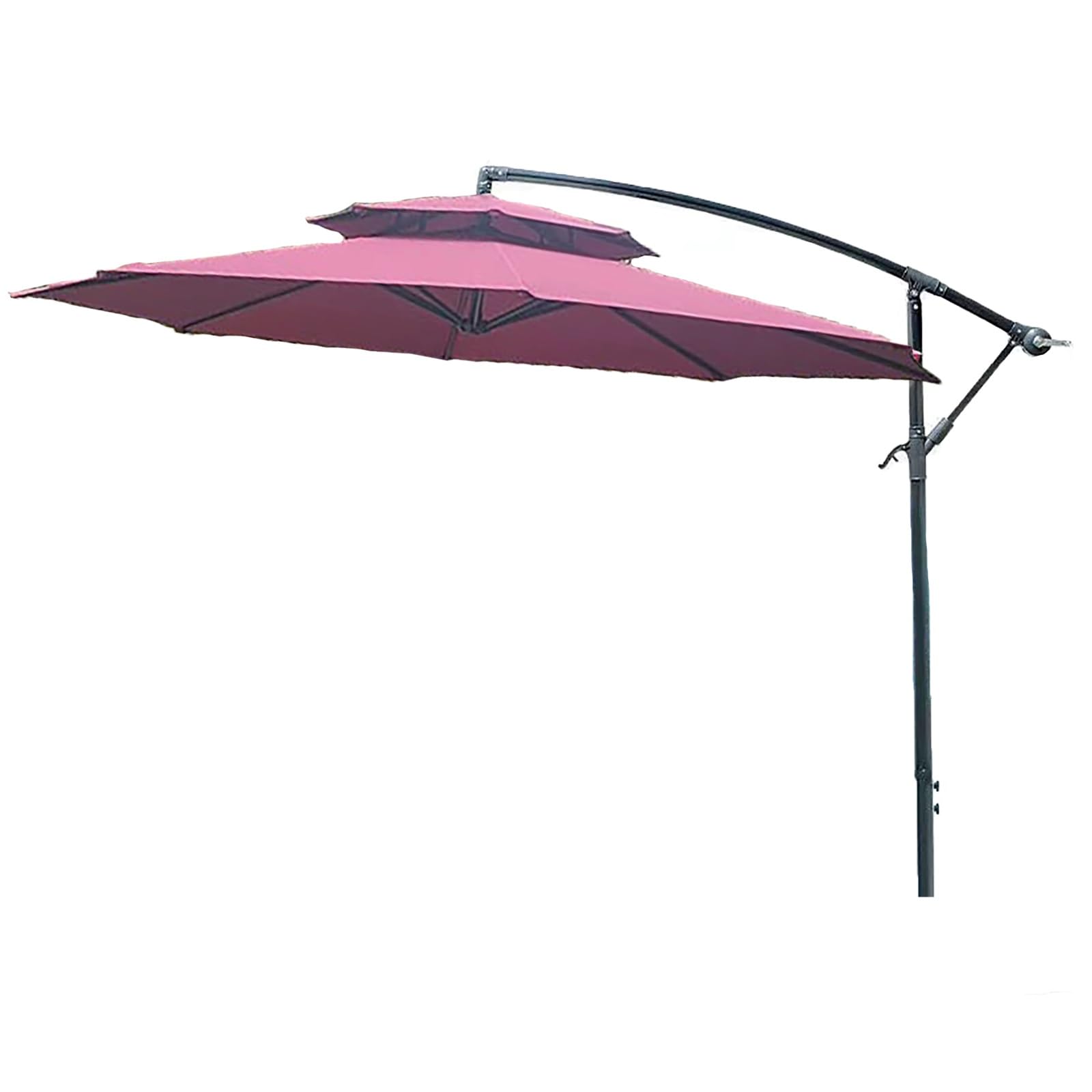 Parasol Banana Azul De 2,7 M, Sombrilla para Patio De Playa, Balcón De Doble Techo Disponible, Manivela Manual