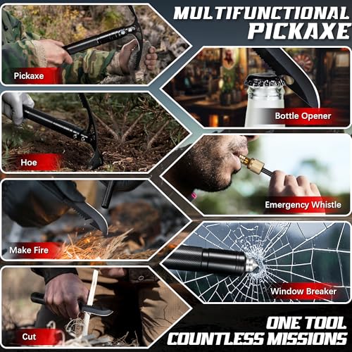 Pico plegable 8 en 1 con hoz y cuchillo de acero inoxidable miniatura 4
