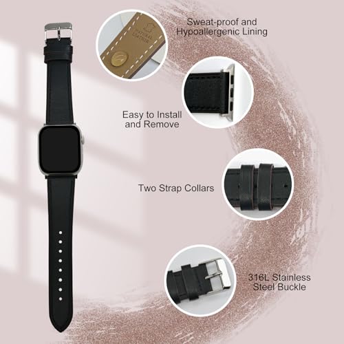 Genuine Leather Band Compatible with Apple Watch Bands for Women Men 49mm 46mm 45mm 44mm 42mm 41mm 40mm 38mm, Soft Leather Replacement Strap for iWatch Ultra/SE/Series 11 10 9 8 7 6 5 4 3 2 1