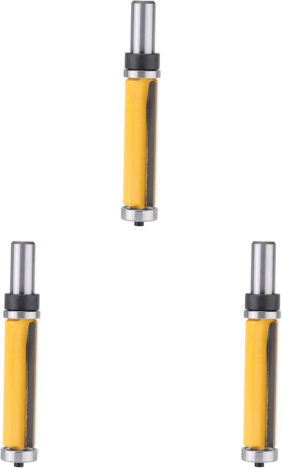 3PCS Straight Router Bit Flush Trim Router Bits Wood Milling Cutter Woodworking Tools, Straight Woodworking Bit 2-1/2in L x 3/4in Dia x 1/2in Shank w Bearings