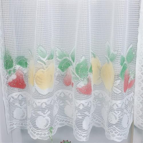 Cortinas de café de encaje blanco con borde festoneado elegante para cocina 5
