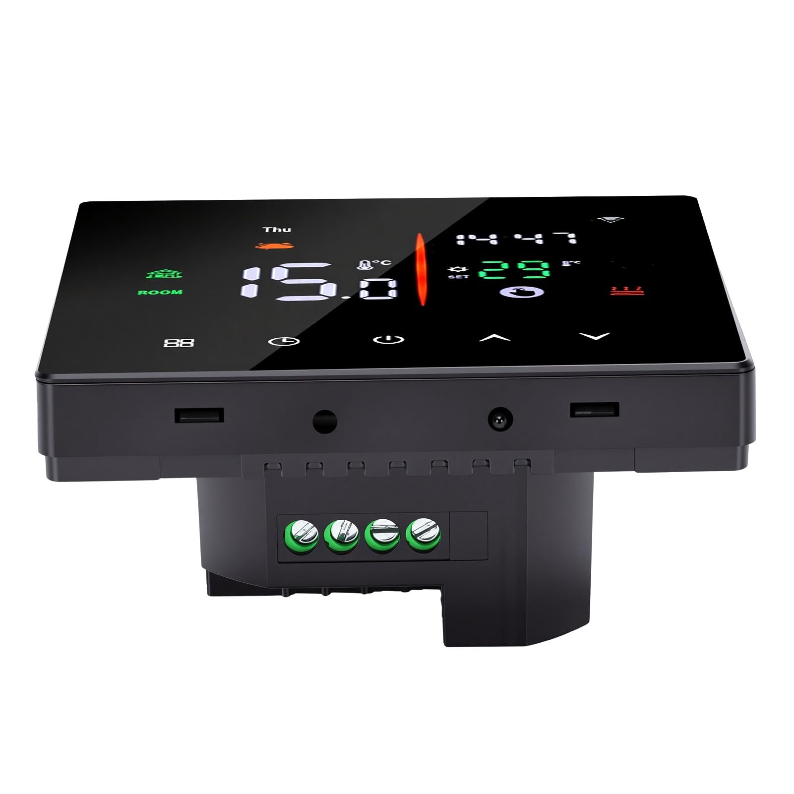 Jiawu Inteligentny Termostat, Programowalny Termostat Wi-Fi,Czarny