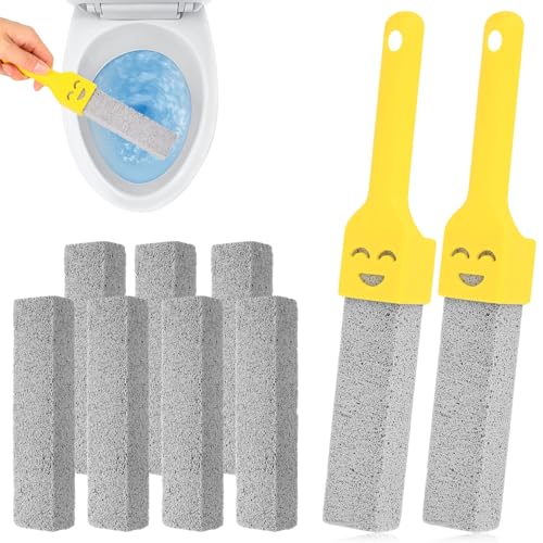 9 Pz Pietra Pomice per WC, Blocco Pietra Pulente Spazzole Bastone Naturale, Cleaning Block WC per Pulizia di Piscine Bagno Cucina, con 2 Maniglie, Pulente Pumice Stone Cura dei Piedi