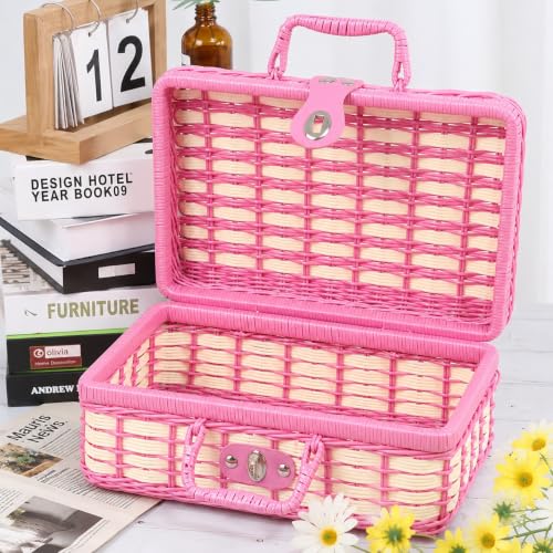Image of ABS Hard Shell Cosmetic Travel Hand Luggage Portable Carrying Makeup Case Suitcase Organizer Box Vanity Mini Suitcase Small Accessory Bag, 30 cm, No Wheels (Wowen Pink)