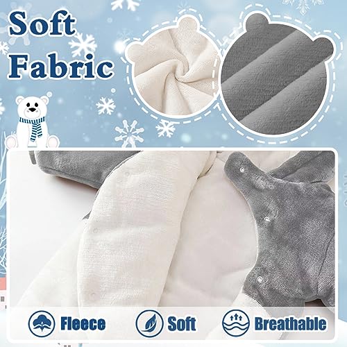 Image of Fairy Baby Newborn Baby Snowsuit Bear Suit Romper Winter Warm Coat Infant Fleece Footie Jumpsuit for Girls Boys 0-18M