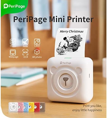Bisofice A6 Mini Photo Printer, Mini Pocket Thermal Printer Wireless BT Picture Photo Label Memo Receipt Paper Printer AR Photo Function with USB Cable with 9 Rolls Thermal Papers, Brown