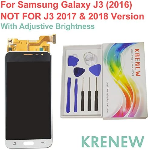 for SM-J320A J320AZ J320R4 J320P J320W8 J320ZN J320F Touch Screen Replacement Digitizer Glass LCD Display Assembly for Samsung Galaxy J3 (2016) (White+ Adjustive Brightness)