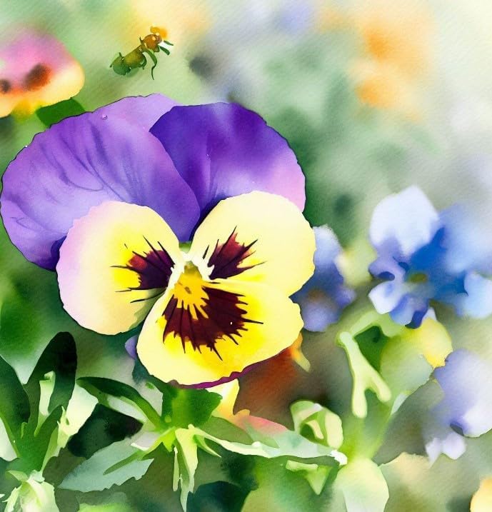 Miniatura 3 de Viola cornuta 'Helen Mount' (Johnny Jump-Up), resistentes al frío, flores duraderas, altamente atractivas para los polinizadores, semillas de