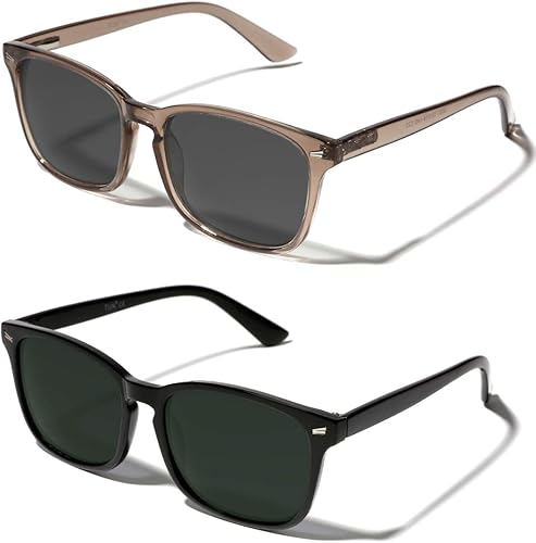 TIJN - Gafas de sol polarizadas para mujeres y hombres, elegantes y de moda, con marco cuadrado clásico para protección UV