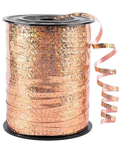 Image of PartyWoo Shiny Metallic Ribbon, 500 Yard Curling Ribbon for Crafts & Gift Wrapping, Rose Gold & Champagne Gold, Ideal for Balloons, Hair, Florist Flowers (1 Roll)