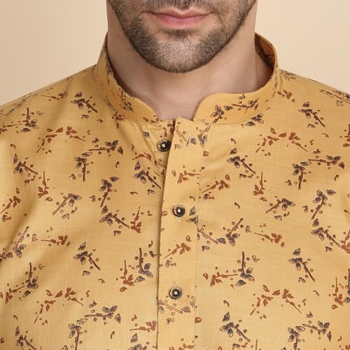 Image of KRAFT INDIA Men's Cotton Printed Stylish Ethnic Wear Kurta Pyjama