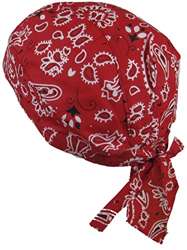 wendywwoo Bandana pañuelo para la Cabeza pre Atada diseño con Estampado de Cachemir, Color Rojo