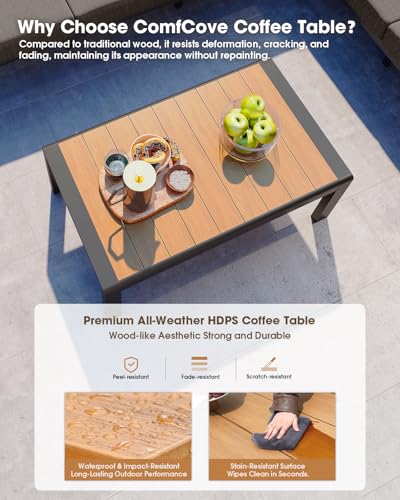 Image of Aluminum Outdoor Patio Furniture Set 6 Seats, Outdoor Sectional Corner Sofa Set, Patio Conversation Sets with Washable Cushions & Coffee Table, Patio Furniture for Backyard, Porch, Graphite
