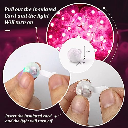 Image of Pink LED Balloon Lights, 100pcs Mini Round Balls Lights Long Standby Time Flash Ball Lights for Balloon Paper Lantern LED Ball Lamp Waterproof Tiny Led Light for Birthday Party Christmas Decoration