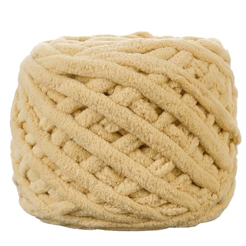 Image of Plush Chenille Chunky Yarn for Crocheting 100g(54.6yd) - Bulky Thick Fluffy Yarn for Knitting- Soft Velvet for Baby, Blanket Knitting Blanket Yarns- Amigurumi Yarns (Khaki)