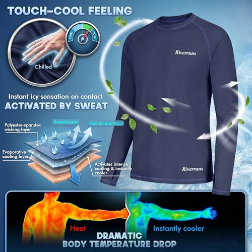 Men's UPF 50+ Ice-Cool Quick-Dry Fishing Shirt with Thumbholes Navy - image 5