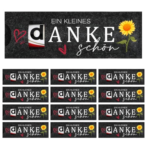 12 Stück Dankeschön Geschenke Klein 5x14cm Filzhüllen für Schokolade ohne Inhalt Kleines Dankeschön für Kollegen Mitarbeiter Team Danke Schokolade Hülle aus Filz für Alltag Büro