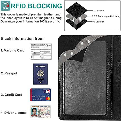 Rsaquar Passport Holder For Women And Men, Premium Pu Leather Travel Passport Wallet Rfid Blocking Passport Cover Travel Documents Organizer With Pen Holder, Rose Flower #TOP2