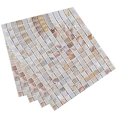 TPFSH,Mother of Pearl Square Shell Mosaic1212 for Kitchen Backsplashes, Bathroom Walls, Spa Tile, Pool Tiles (6, Natural)…