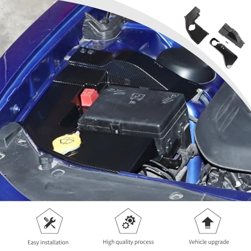 Image of JWWY Engine Side Dust Coolant Bottle Cap Cover Trim Set Engine Cover Trim Kit Compatible with 2015-2024+ Dodge Charger Challenger Engine Accessories ABS Carbon Fiber 3PCS