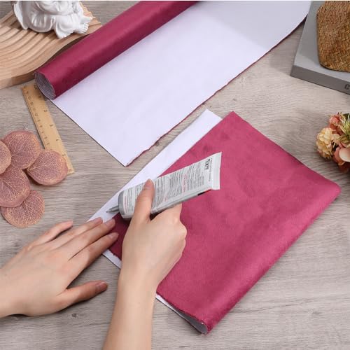 CRASPIRE 200 x 42cm Velvet Book Cloth for Book Binding Medium Violet Red Fabric Surface Paper Backed Bookcover Book Covering Protector Bookbinding Supplies for Books Album DIY Scrapbooking Supplies - Image 3