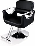 Genérico Sillón de Corte Hidráulico Profesional Negro con Base Redonda Cromada, Respaldo Fijo para Barberías, Estéticas, Salones de Belleza, SPA y Academias de Belleza DL1197
