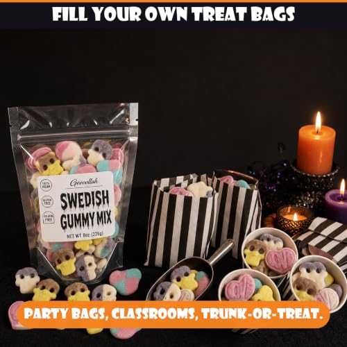 Halloween Sour Gummy Skulls & Hearts, Swedish Style Vegan Candy Mix 8oz | Sour skulls and sweet LOVE hearts - trick or treat in every handful - image 7