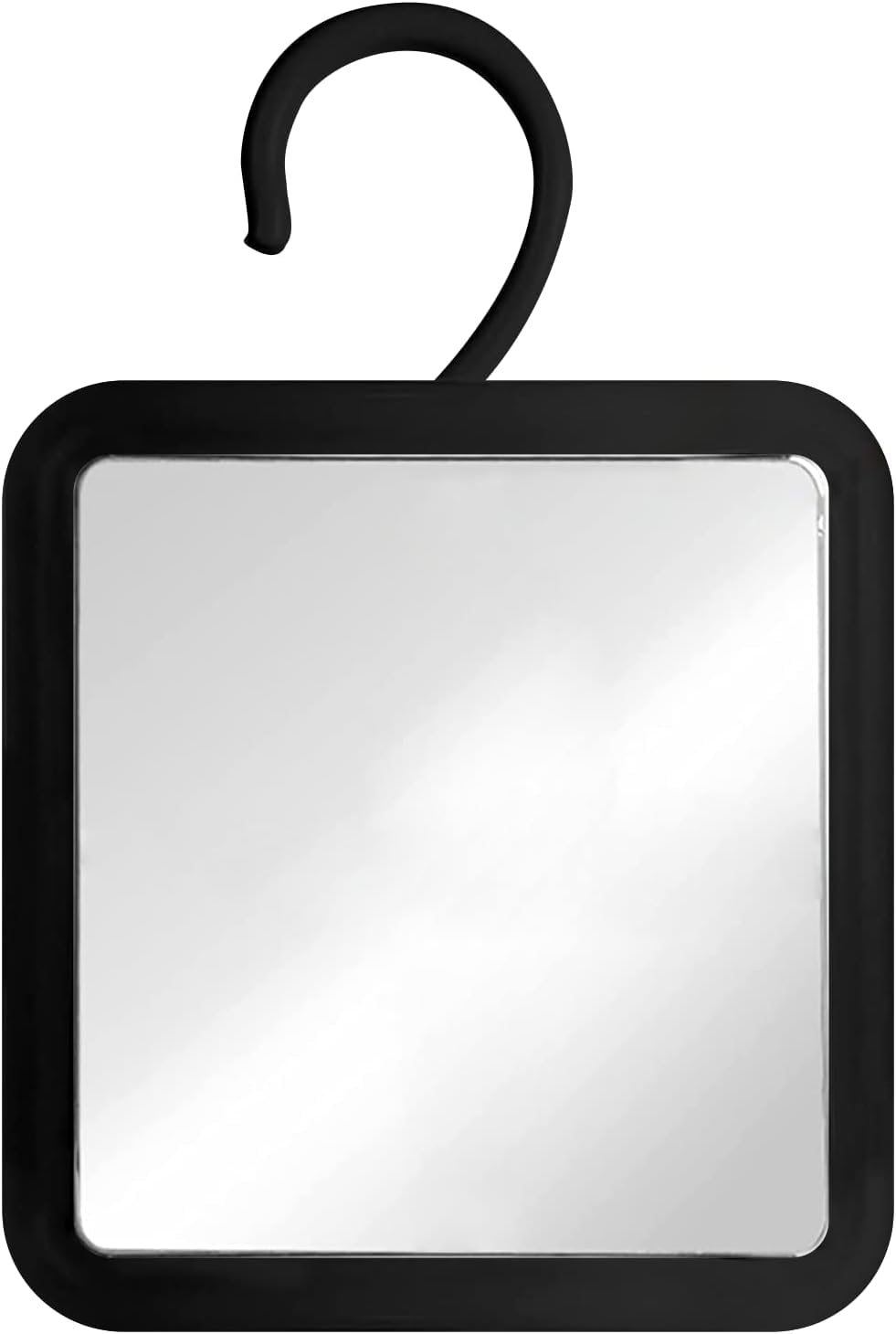 Mirrorvana Black Hanging Fogless Shower Mirror For Shaving With 360° Rotatable Swivel Hook - Anti Fog And Shatterproof 6.3" X 6.3" Surface (Black)