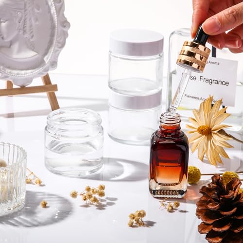 Image of Layhit 60 Pcs 2 oz Glass Jars with Lids Airtight Jars Bulk,Clear | Empty, Airtight, Leakproof, Reusable, Small Jar with Blank Labels & Liners Lids, Travel Jars for Cream, Lotions, Candle