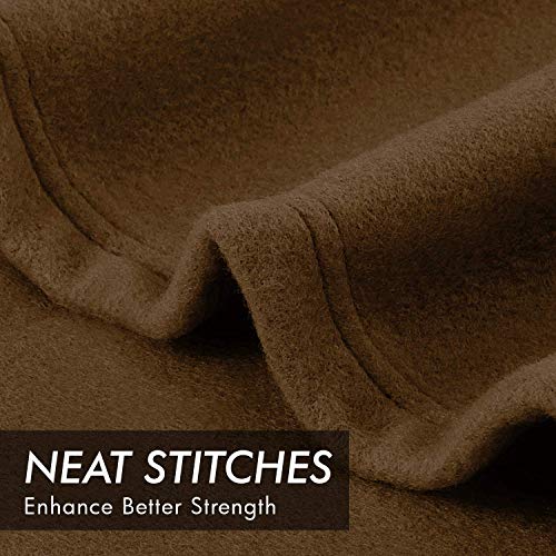 Image of 220 GSM Polar Fleece Single Bed Lightweight Plain Blanket for All Season Travel & Camping, 60x90Inch, Coffee
