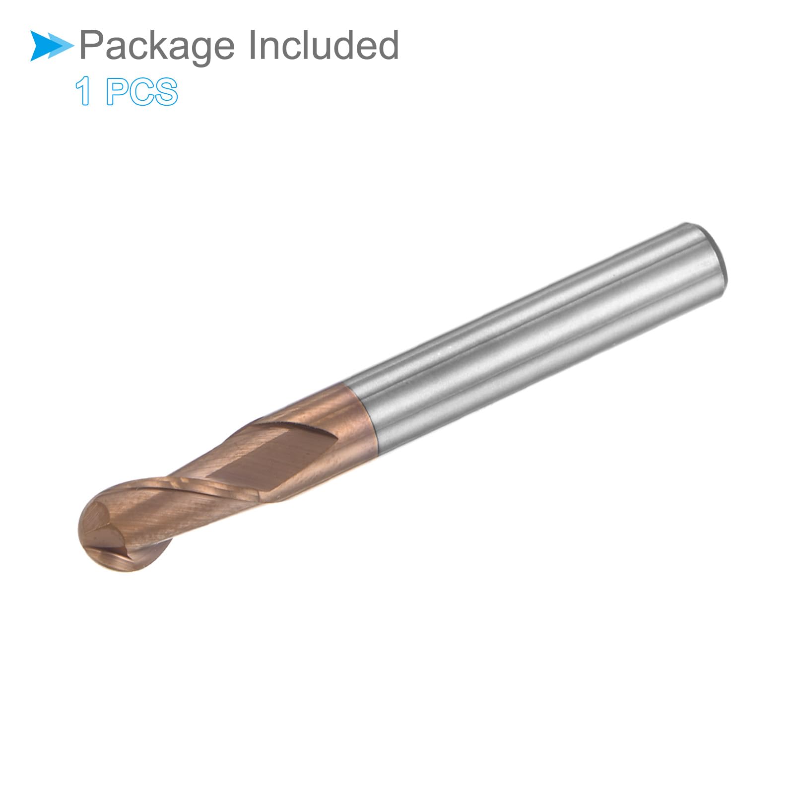 Boule Nez Extrémité Moulin, 3mm Rayon 6mm Tige 50mm Longueur, AlTiN Revêtu M30 Tungstène Carbure 2 Flûtes Fraisage Cutter Mèche - (Applications: pour Inox Acier Durci Acier)