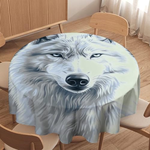 asbwuo Mantel Redondo rústico con diseño de Pino brumoso, Lavable, Estilo Lobo de montaña, Ideal para Cocina, Comedor, Exteriores y decoración navideña, 60 Pulgadas