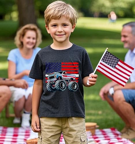 Image of Boys Girls 4th of July Shirts American Flag Tees Kids Patriotic Independence Day Memorial Day Tops 2-7 Years