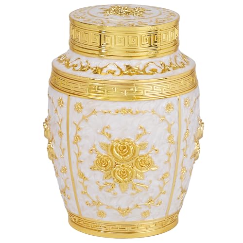 Image of Medium Cremation Urns for Human Ashes for Adult Female /Women /Mom | 7.1Inch Golden Rose Medium Size Decorative Urns for Ashes for Adult Male /Men /Dad,Decorative Urn for Funeral, Burial, Home